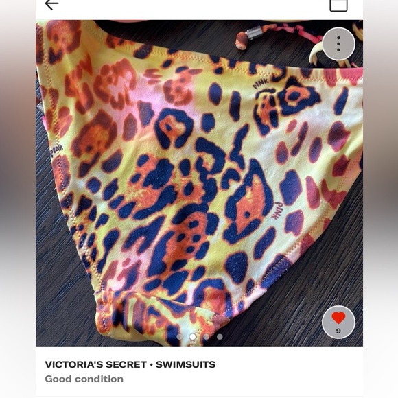 vintage PINK Victoria’s Secret orange/yellow cheetah print bikini, size small - Picture 2 of 4